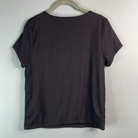 Tahari Modern Essentials Ribbed Dressy Tee Black Scoop Neck Double Layer Size M - Picture 6 of 12